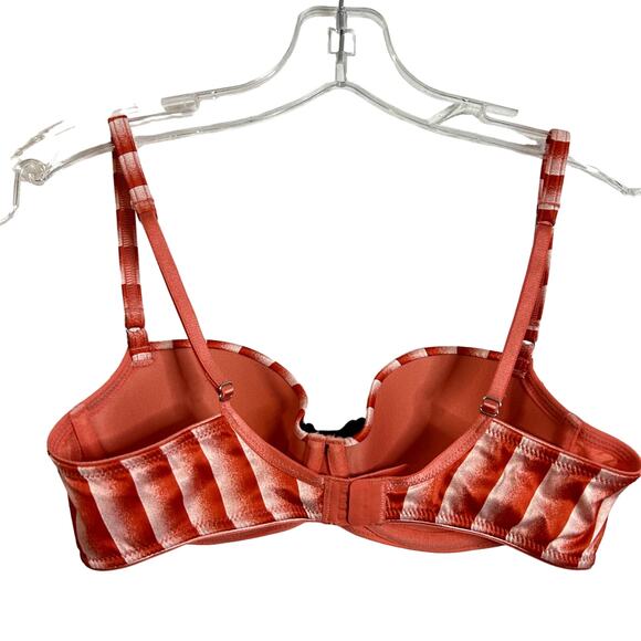 Pleasure State White Label Bra Womens Size 34B Red Stripe Black Lace SAMPLE - Picture 2 of 6